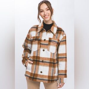 Love Tree Plaid Button Up Shacket